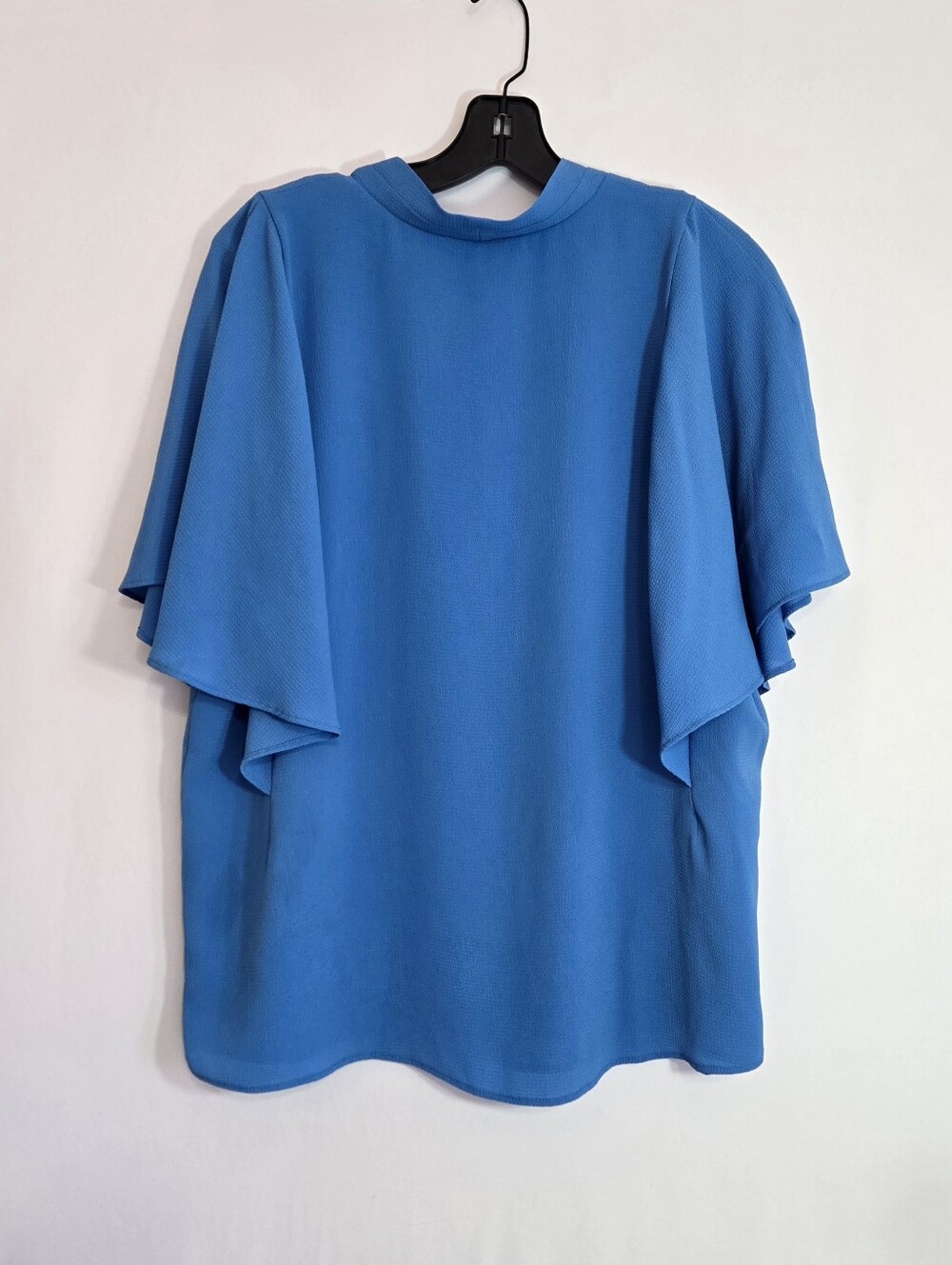 Calvin Klein Blue Flutter Sleeve Blouse Women’s Large Draped Career Office Top - Picture 3 of 11